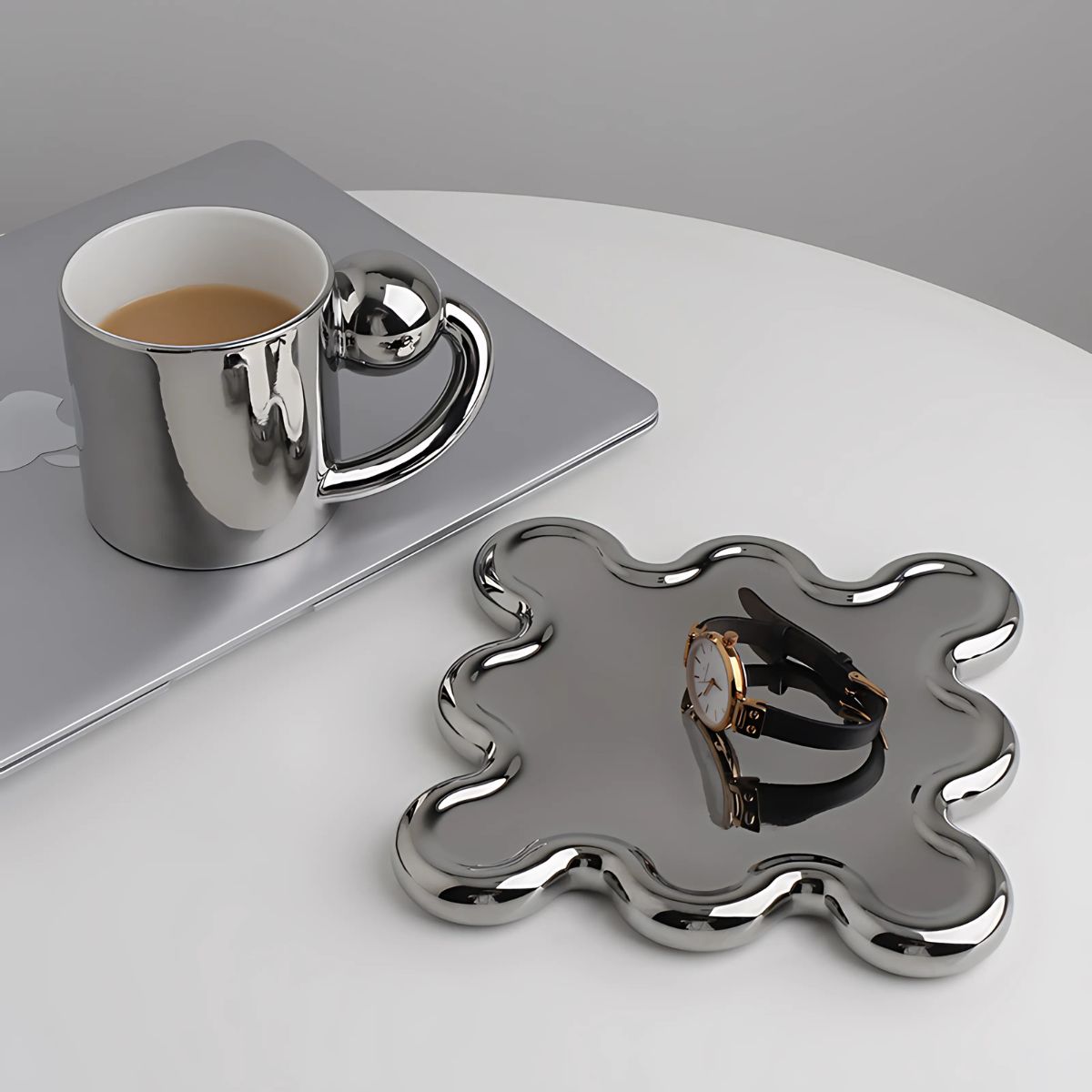 Jenny Mug + Saucer - CHROME