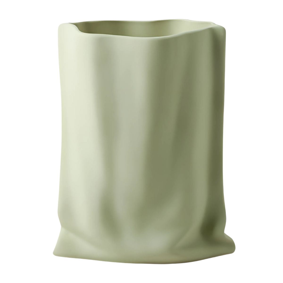 Matcha green ceramic bag vase.