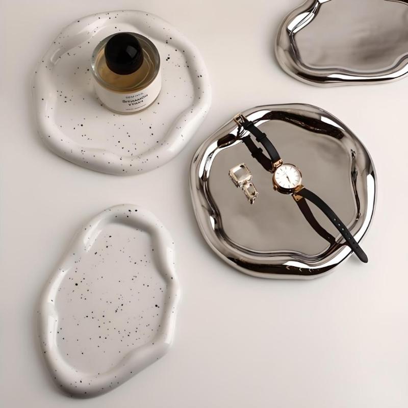 Irregular Ceramic Plate / White - Trays - bathroom - bedroom - beekindled