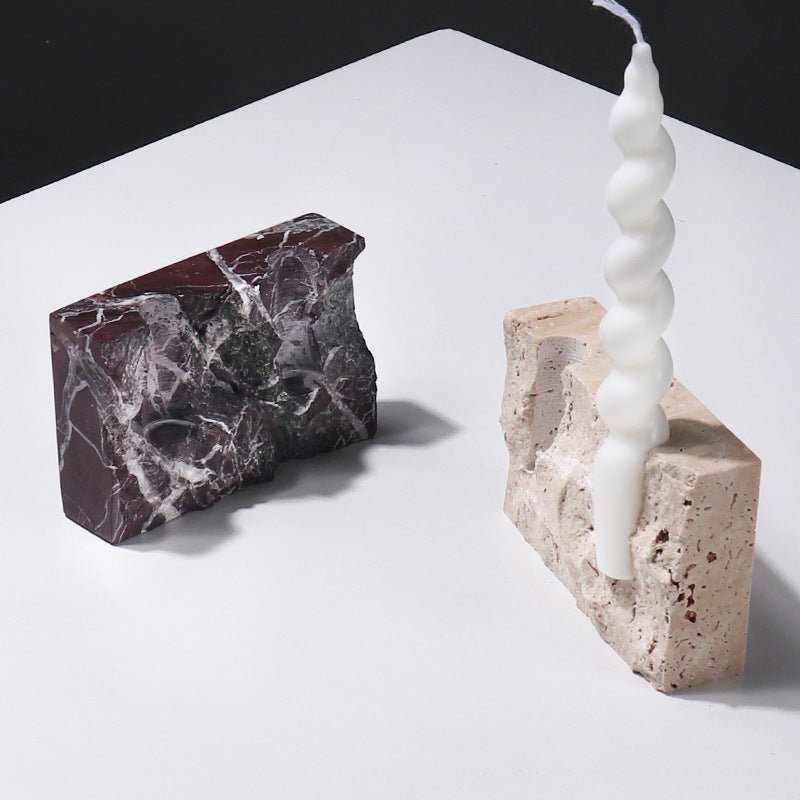 Marble Block Candle Holder - Candle Holder - candleholder - decor - beekindled