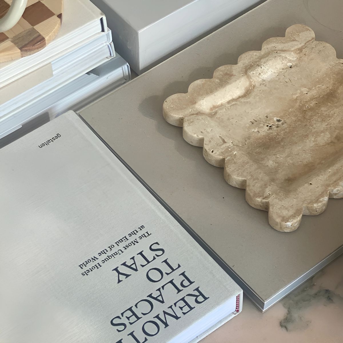 Scallop Stone Tray - Decorative Tray - bathroom - decor - beekindled