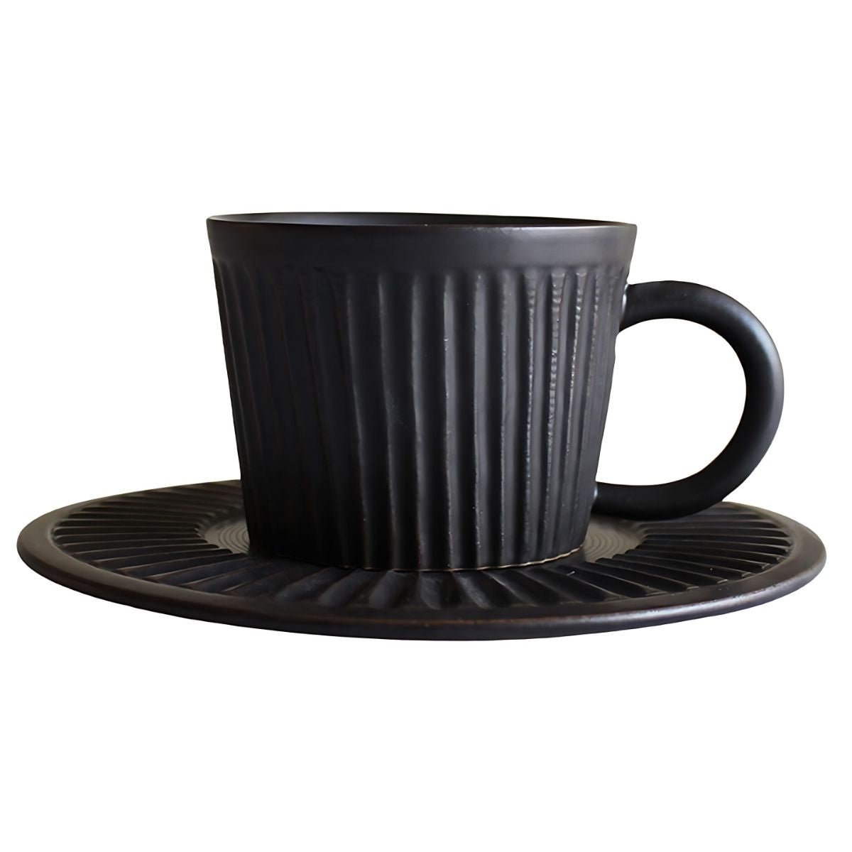 Textured Mug with Saucer - Mugs - 2pcs - ceramic - beekindled