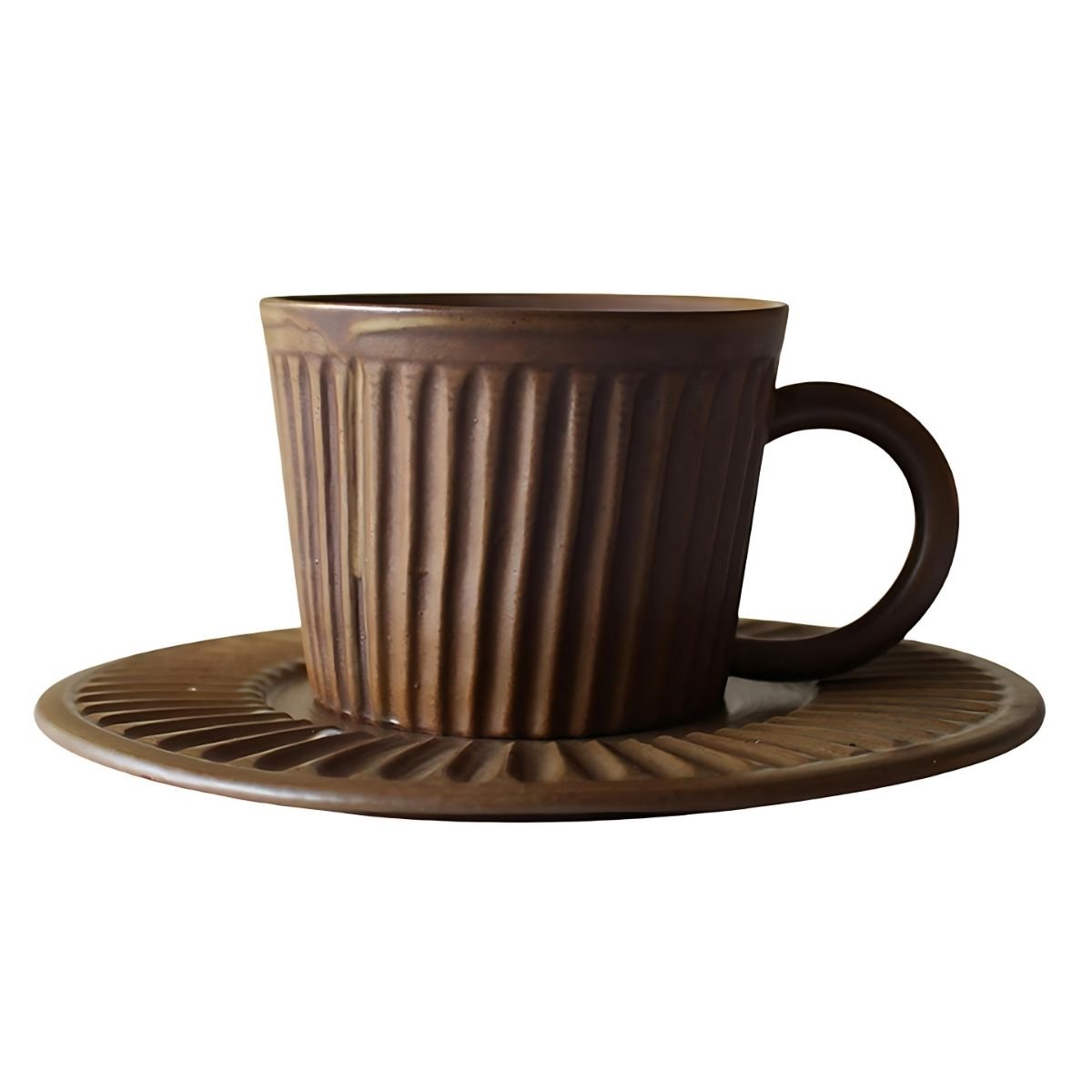 Textured Mug with Saucer - Mugs - 2pcs - ceramic - beekindled