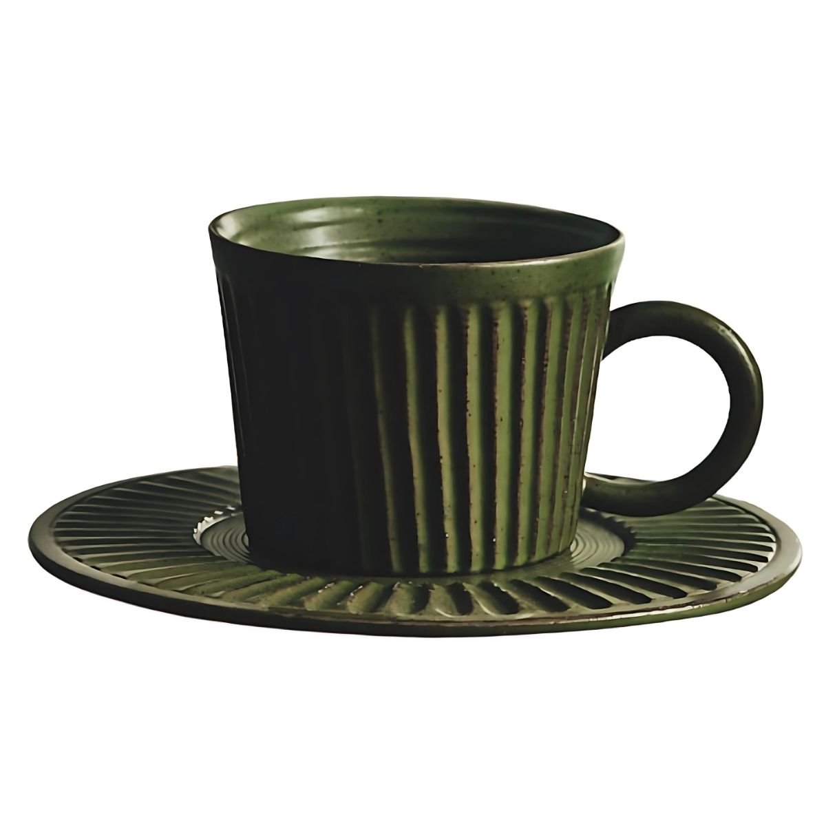 Textured Mug with Saucer - Mugs - 2pcs - ceramic - beekindled