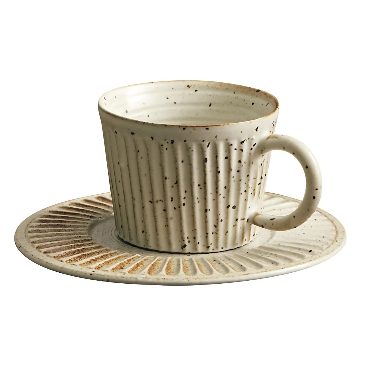 Textured Mug with Saucer - Mugs - 2pcs - ceramic - beekindled