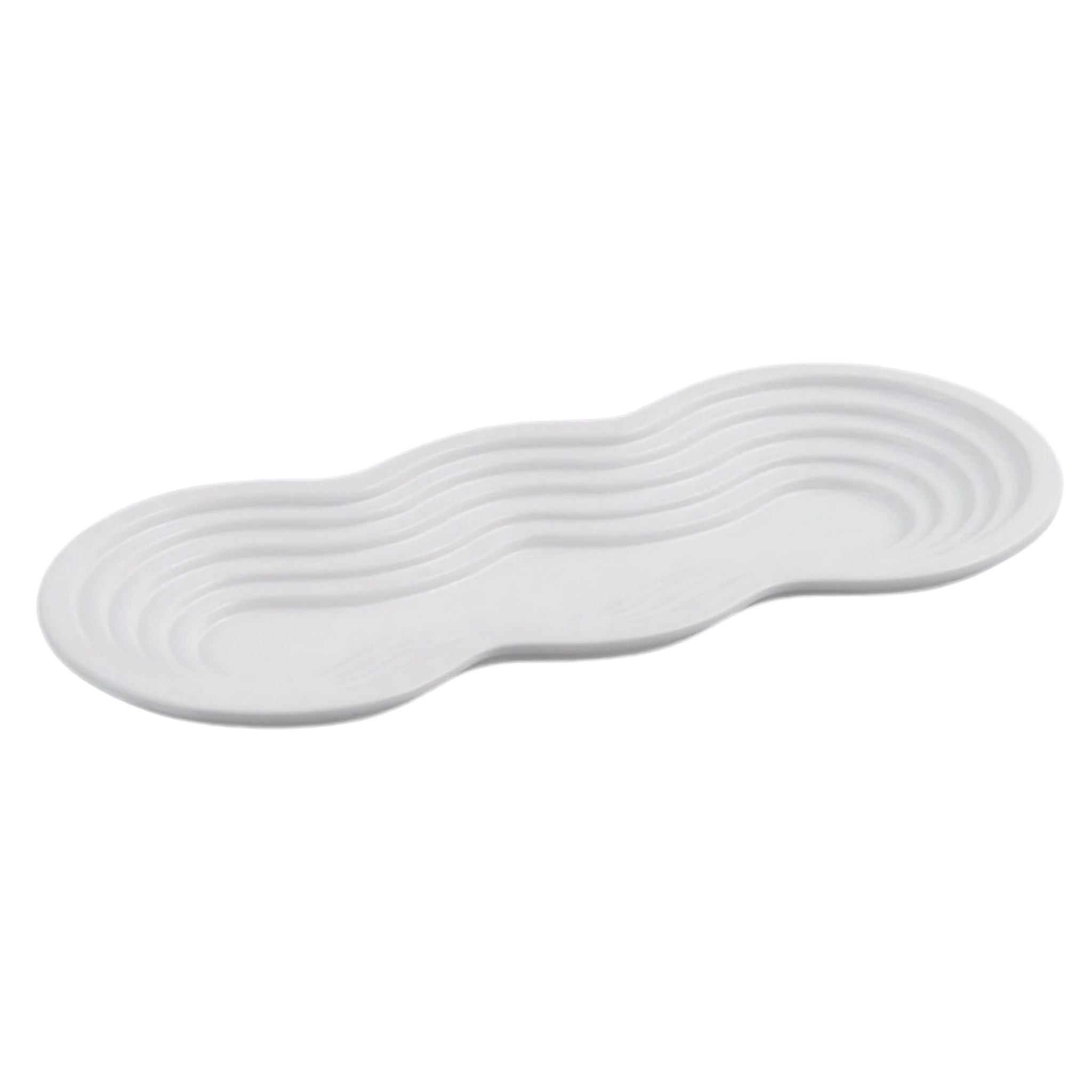 White, curved lines ceramic tray.