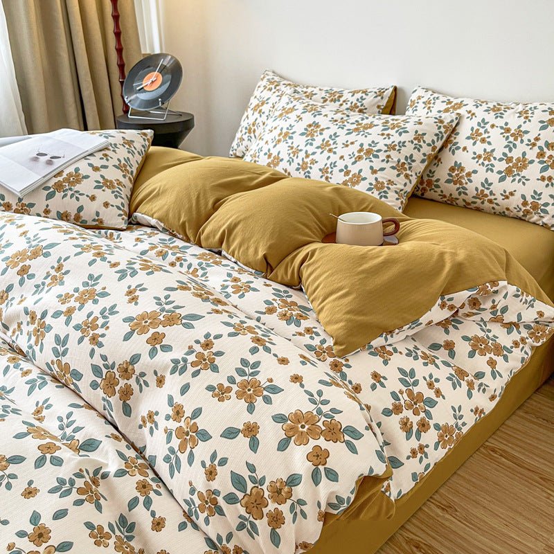 Curry yellow flower bedding set.