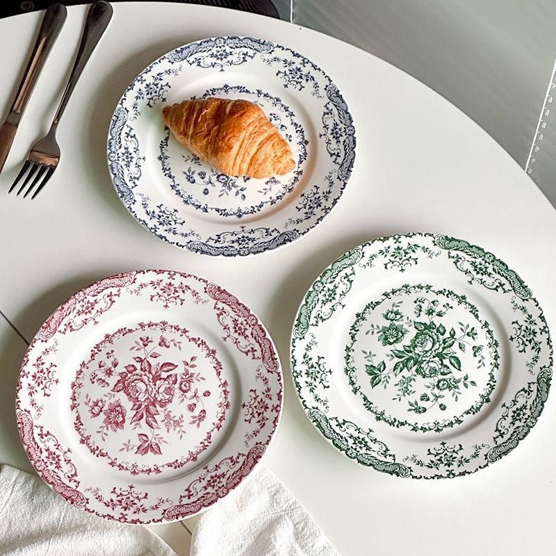 Elegant floral print tableware dining porcelain plates.