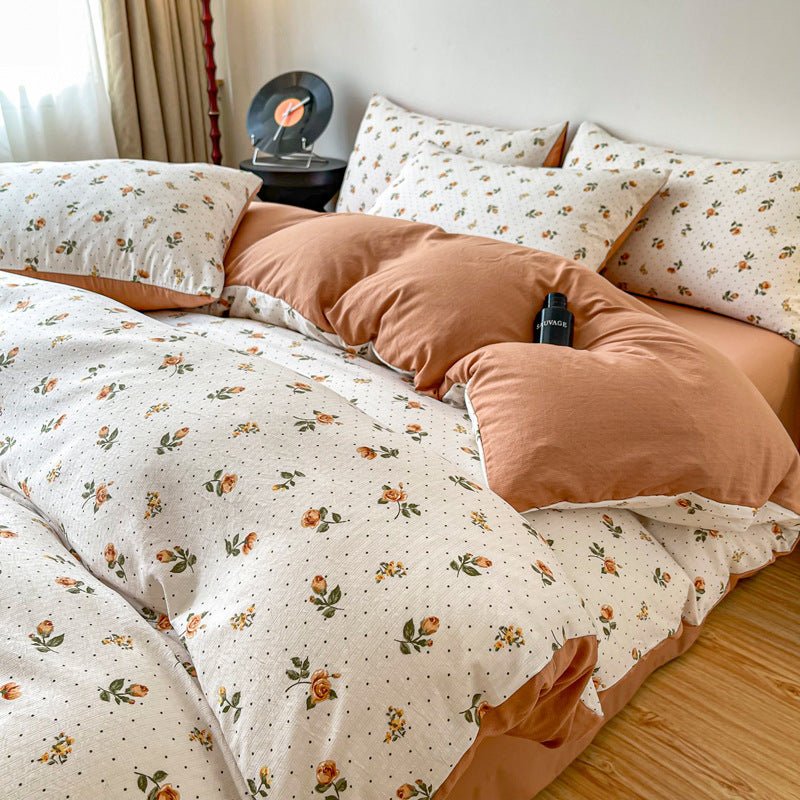 Orange rose flower bedding set.