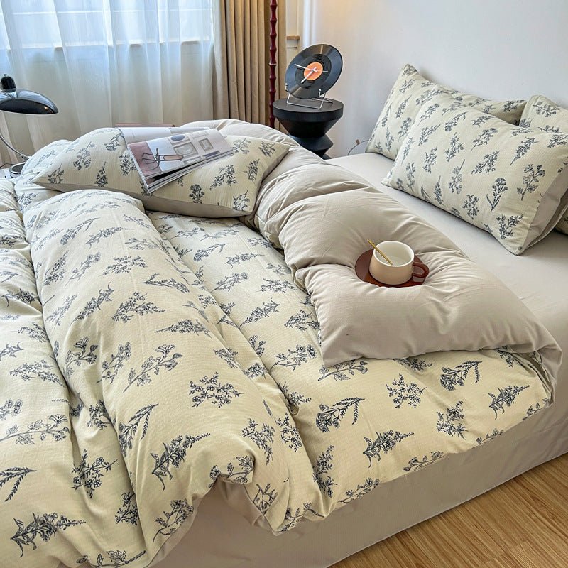 Elegant grey flower bedding set.