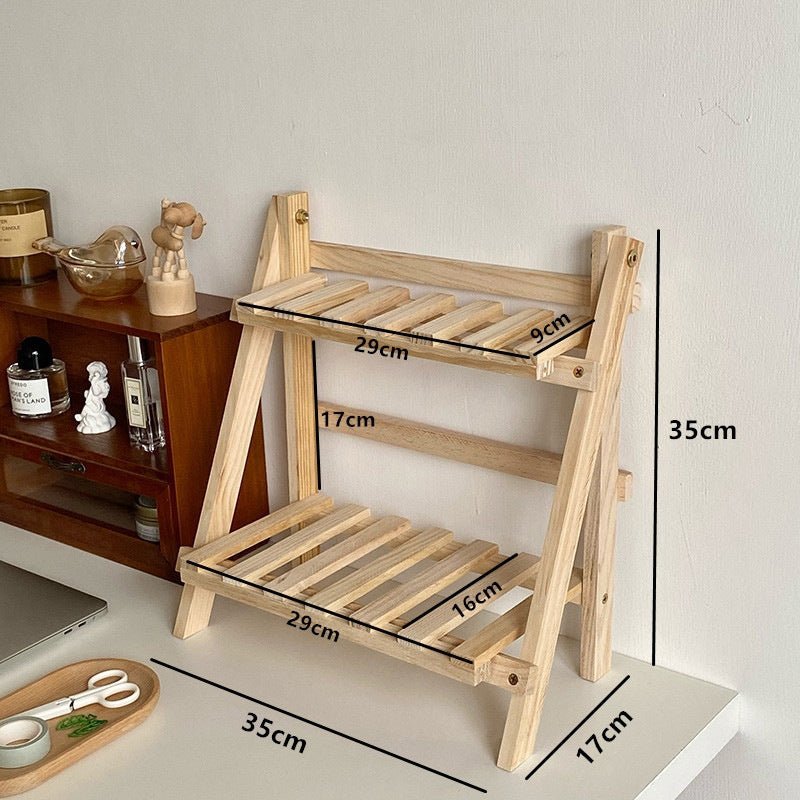 Desktop storage wood shelf.