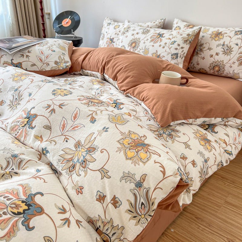 Mandala orange flower bedding set.