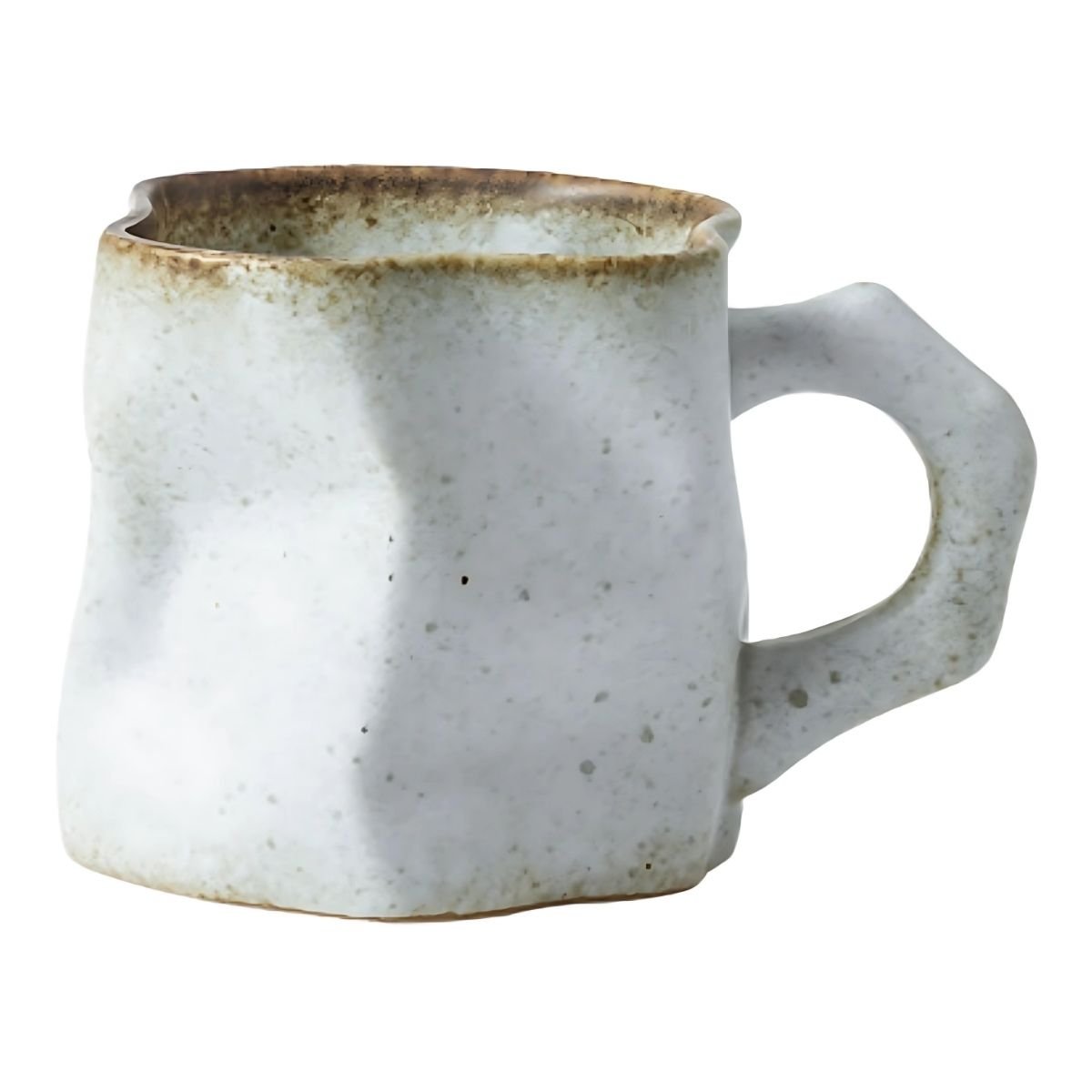 Asymmetrical Mug Mugs Off - White / Brown Rim asymmetrical beekindled