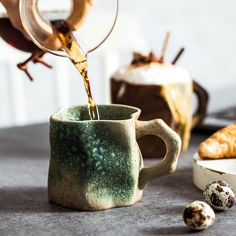 Asymmetrical Mug Mugs Off - White / Brown Rim asymmetrical beekindled