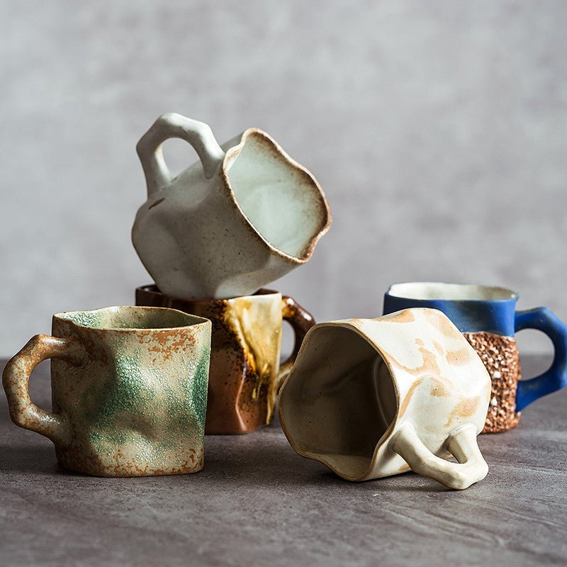 Asymmetrical Mug Mugs Off - White / Brown Rim asymmetrical beekindled