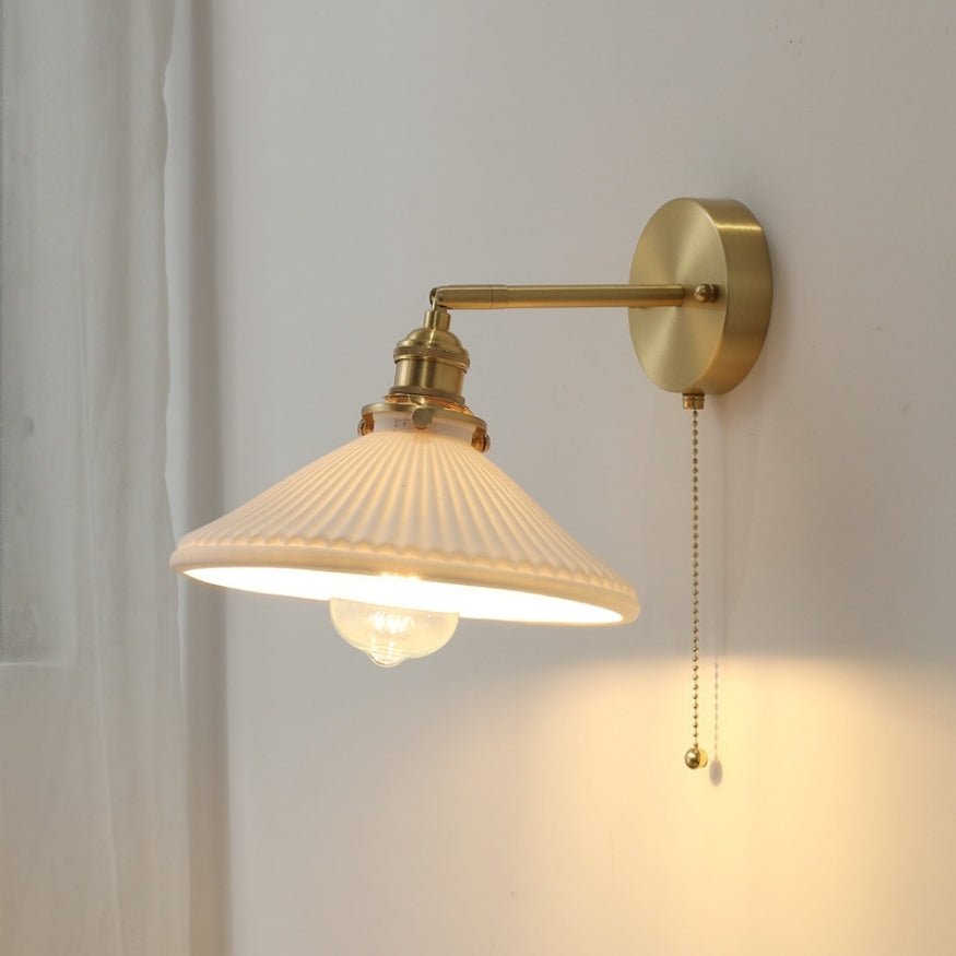 Bedside wall lamp glass romantic gold.