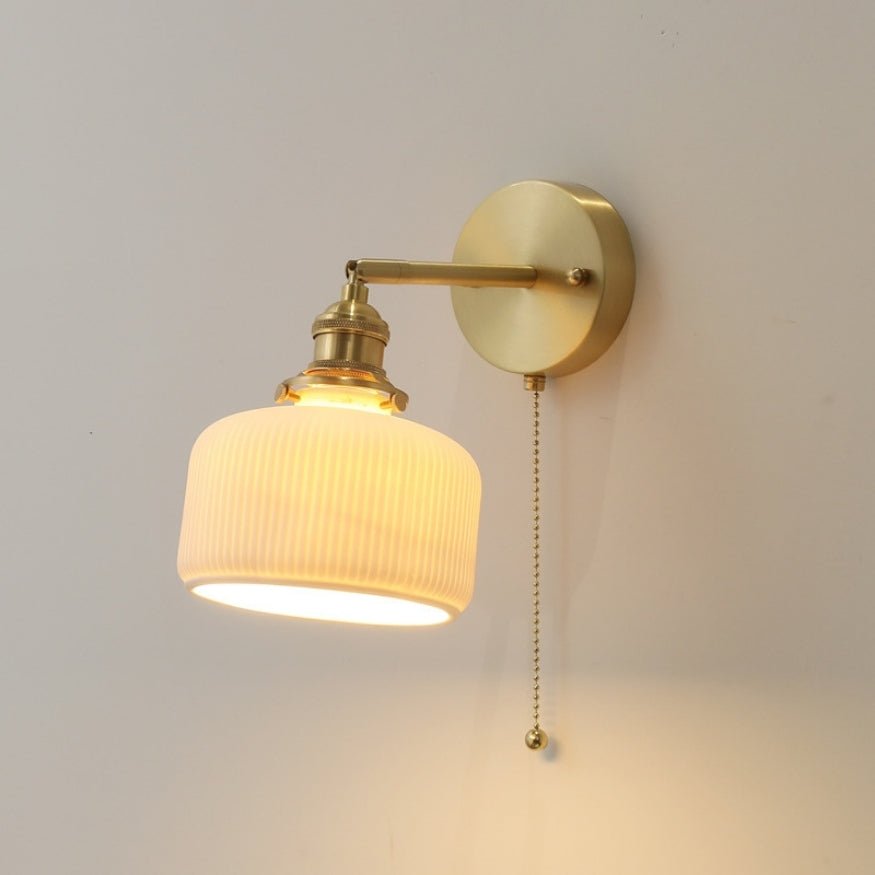 Bedside wall lamp, simple white and gold minimalist style