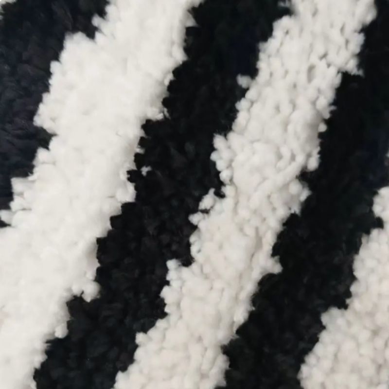 Black and white stripe floor rug.