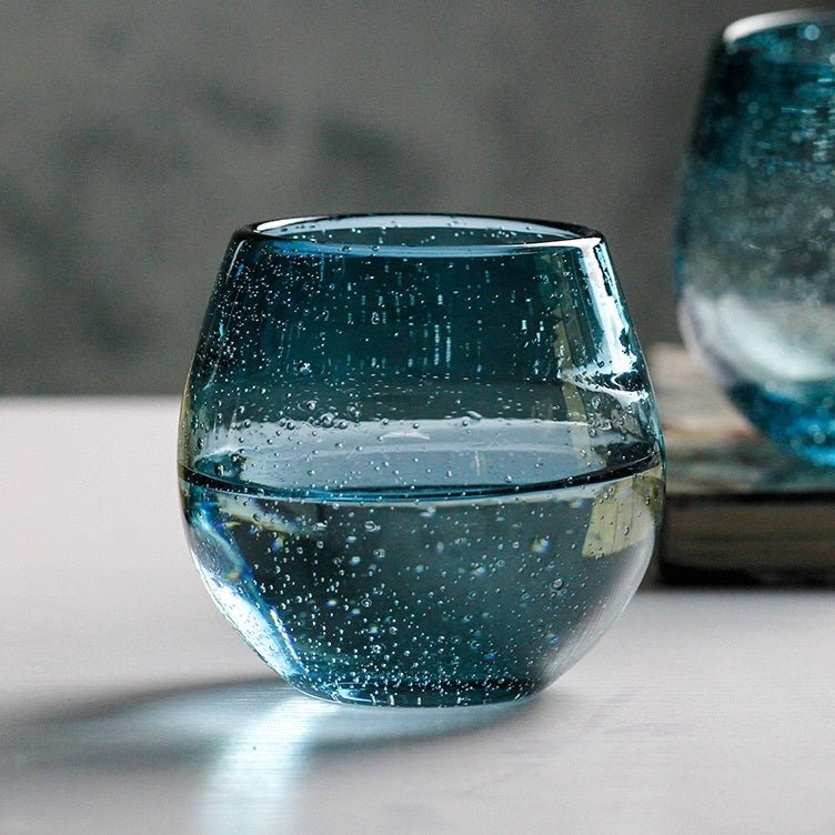 Blue Drop Glass Drinking Glasses 2 PCS blue beekindled