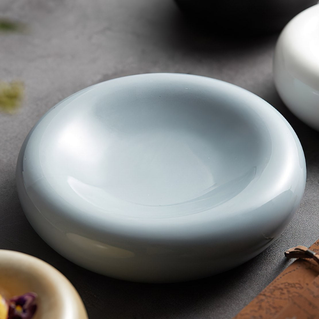 Light blue ceramic chunky orb plate