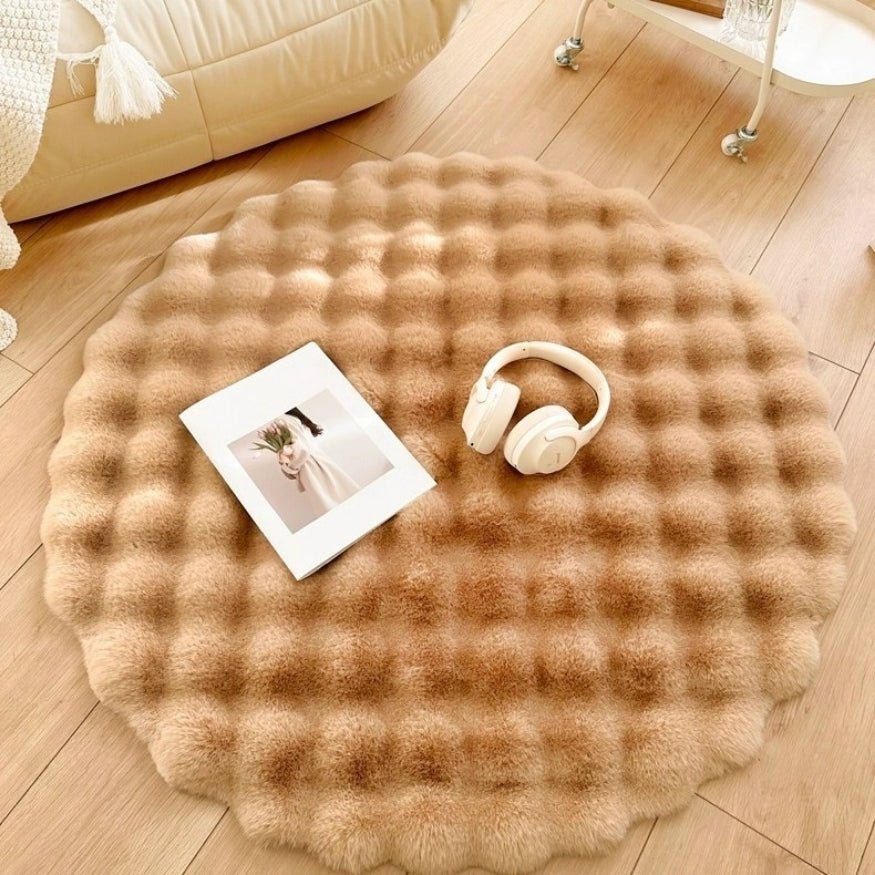 Brown, bubble soft floor rug.