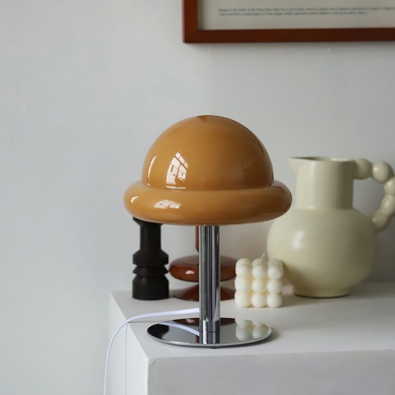 Brown macaron retro table glass lamp.