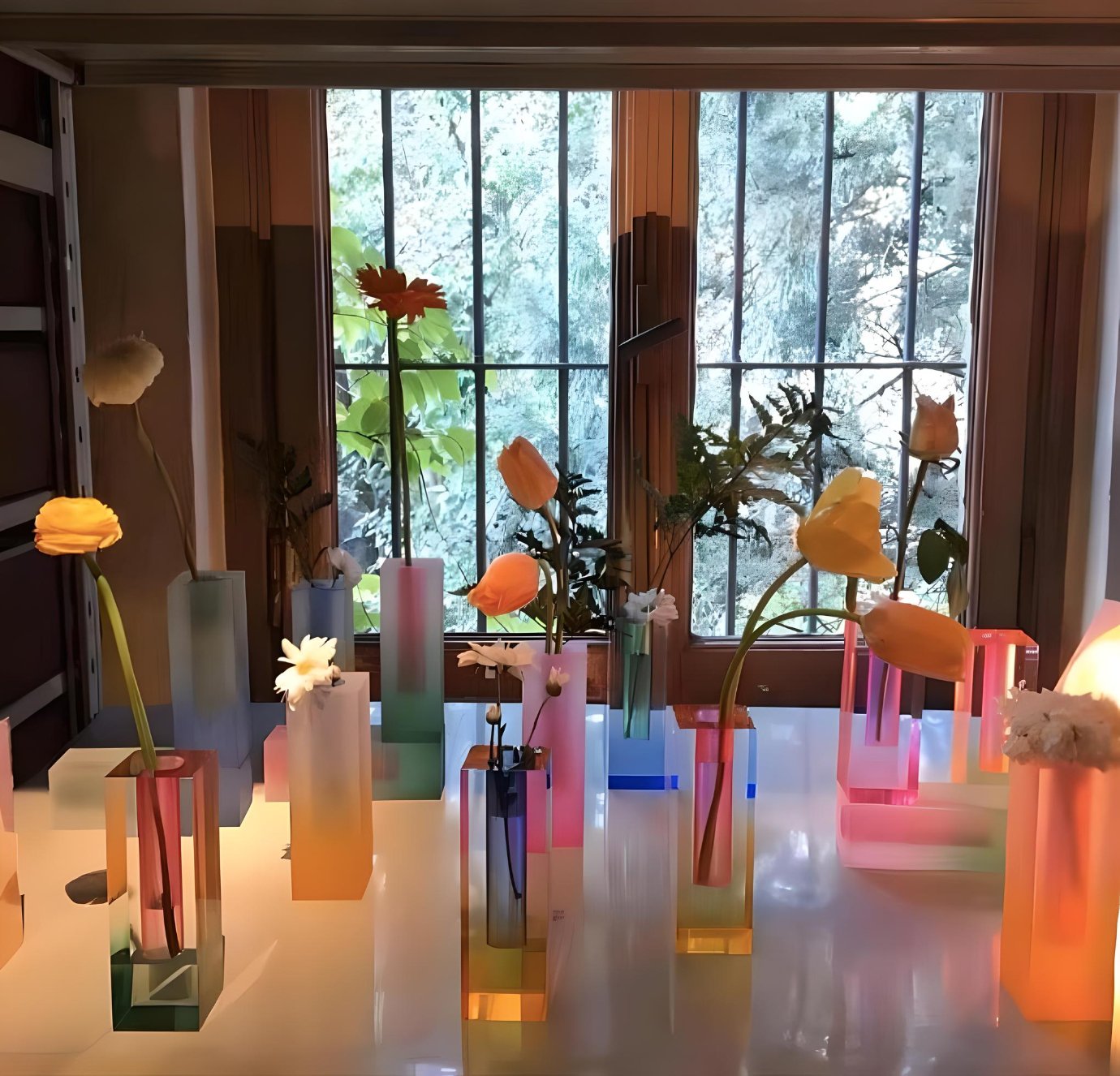colourful home decor acrylic decorative table flower vases.