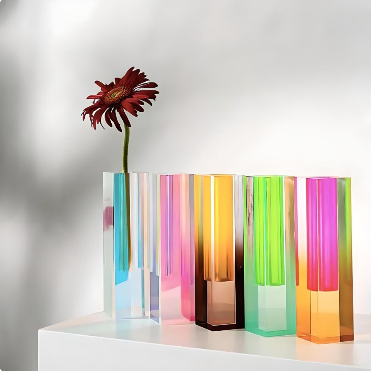 colourful gradient hues decor acrylic vases.