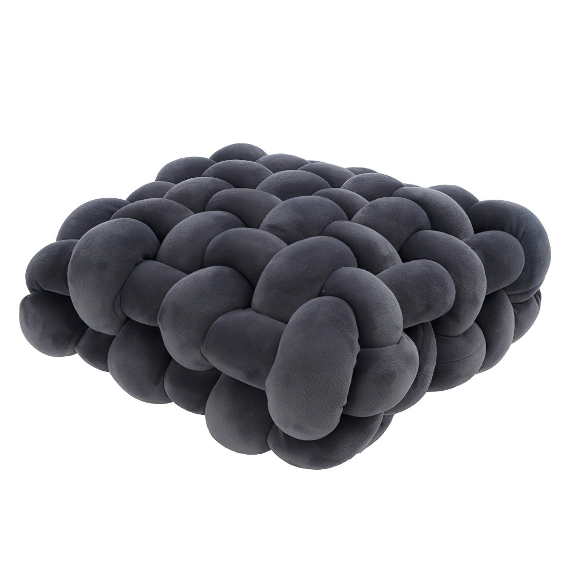 Dark grey, woven plush chair cushion