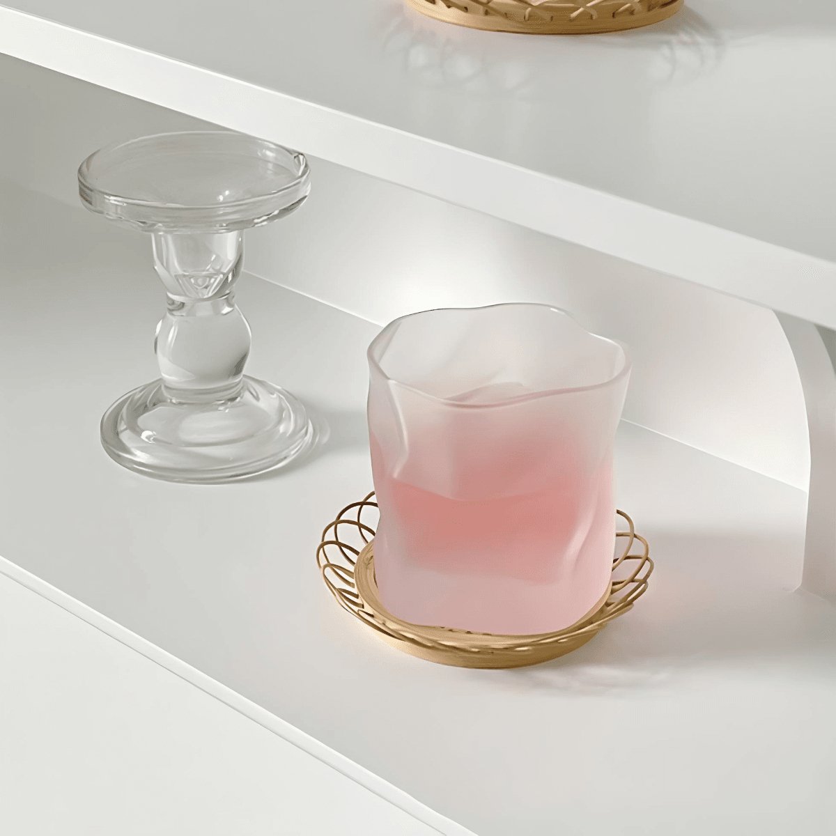 elegant frosted glass cocktail glassware.