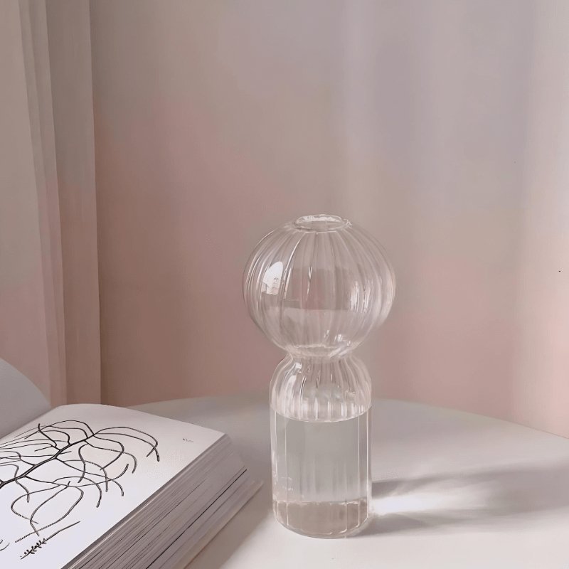spherical glass flower vase