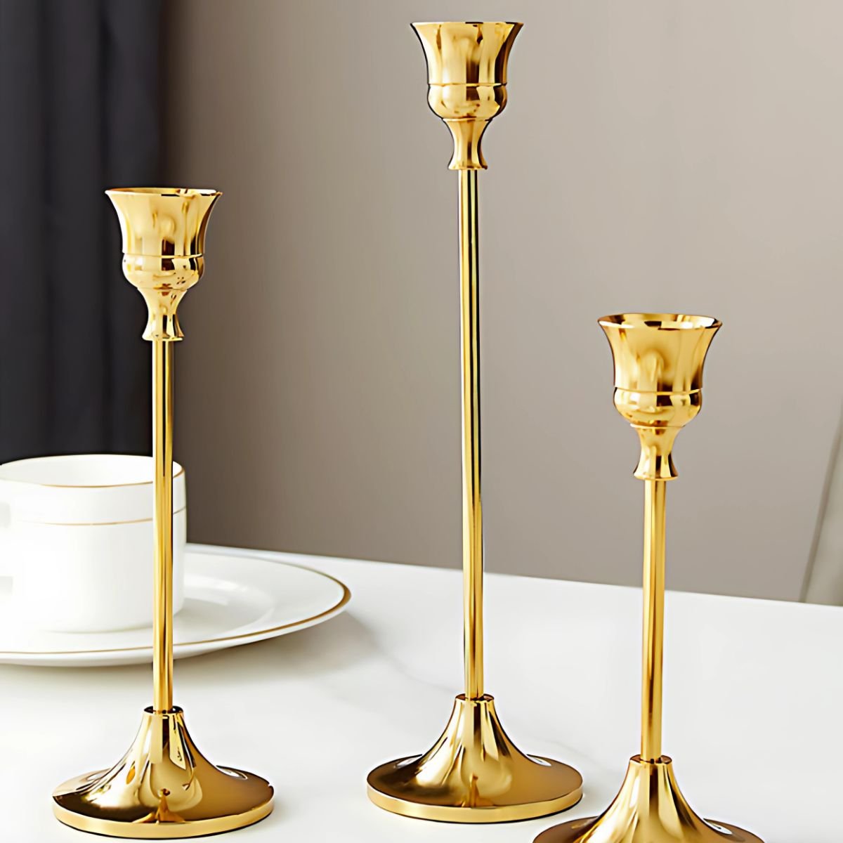 Gold Candlestick Holders - Candle Holder - livingroom - beekindled