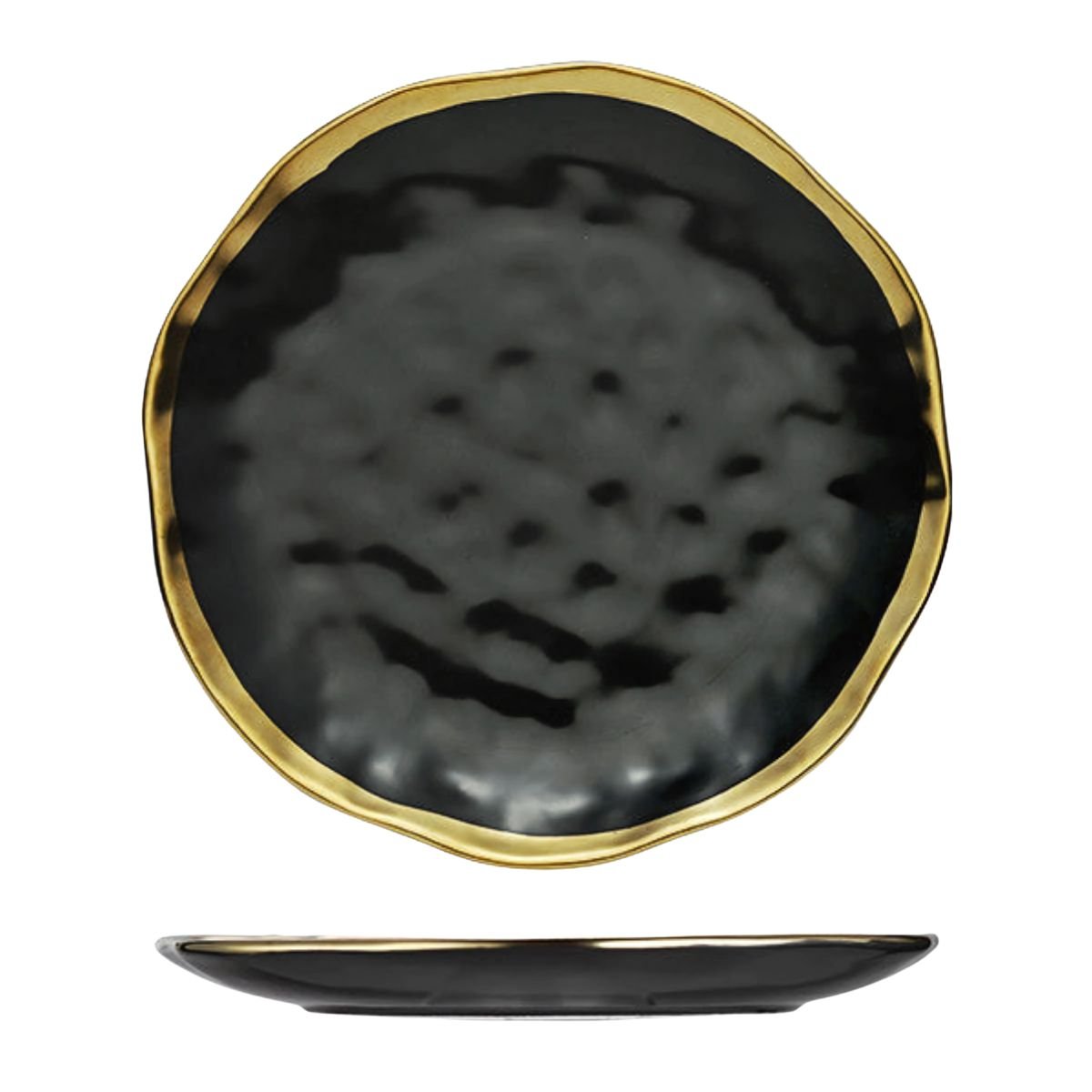 Gold Rim Dinnerware Plates / Black - Tableware - black - dining - beekindled