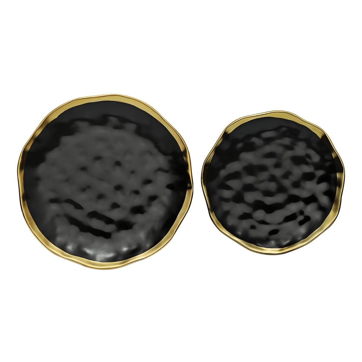 Gold Rim Dinnerware Plates / Black Tableware Black black beekindled