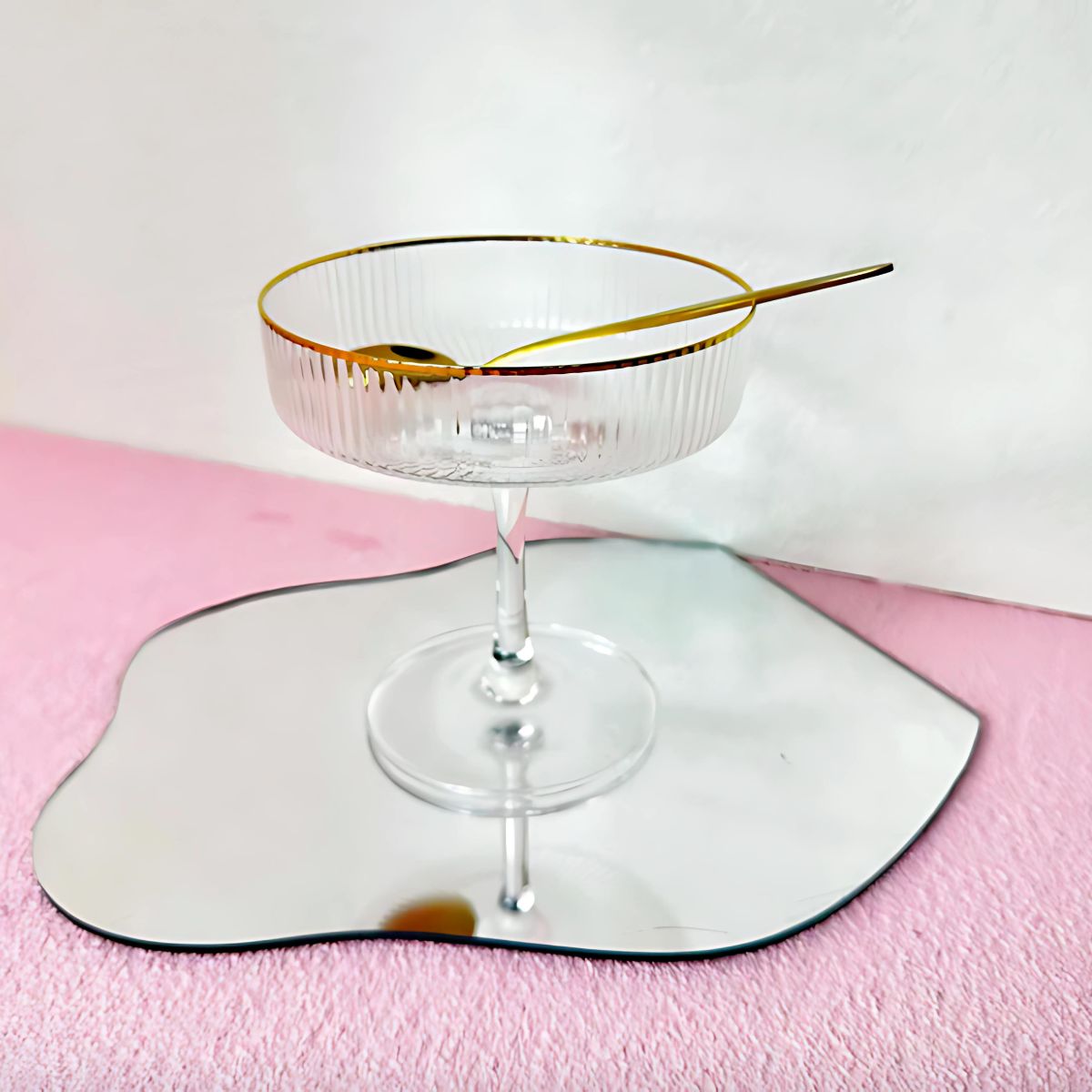 Gold Rim Stem Glass - Glass - dinnerware - drinkware - beekindled