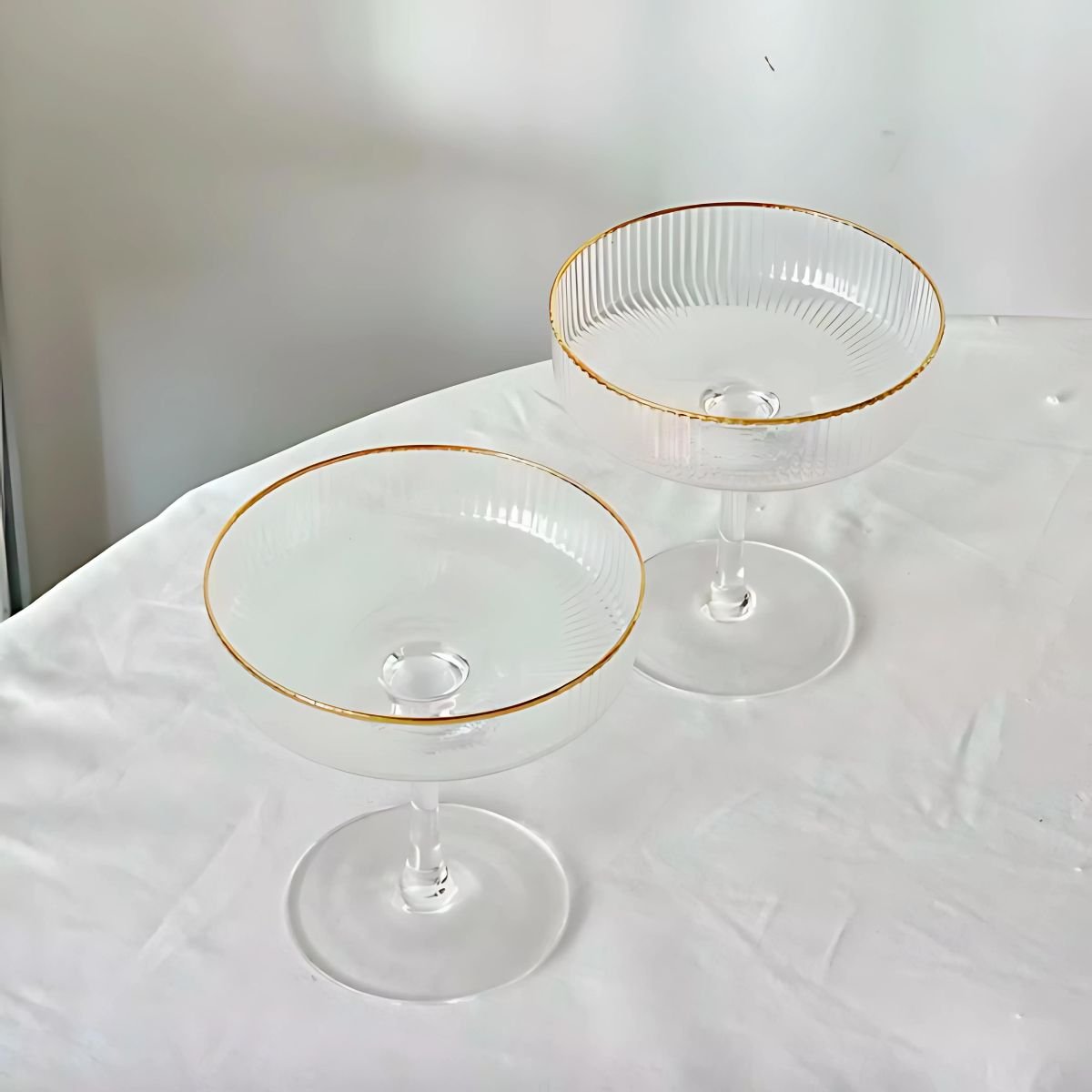 Gold Rim Stem Glass - Glass - dinnerware - drinkware - beekindled