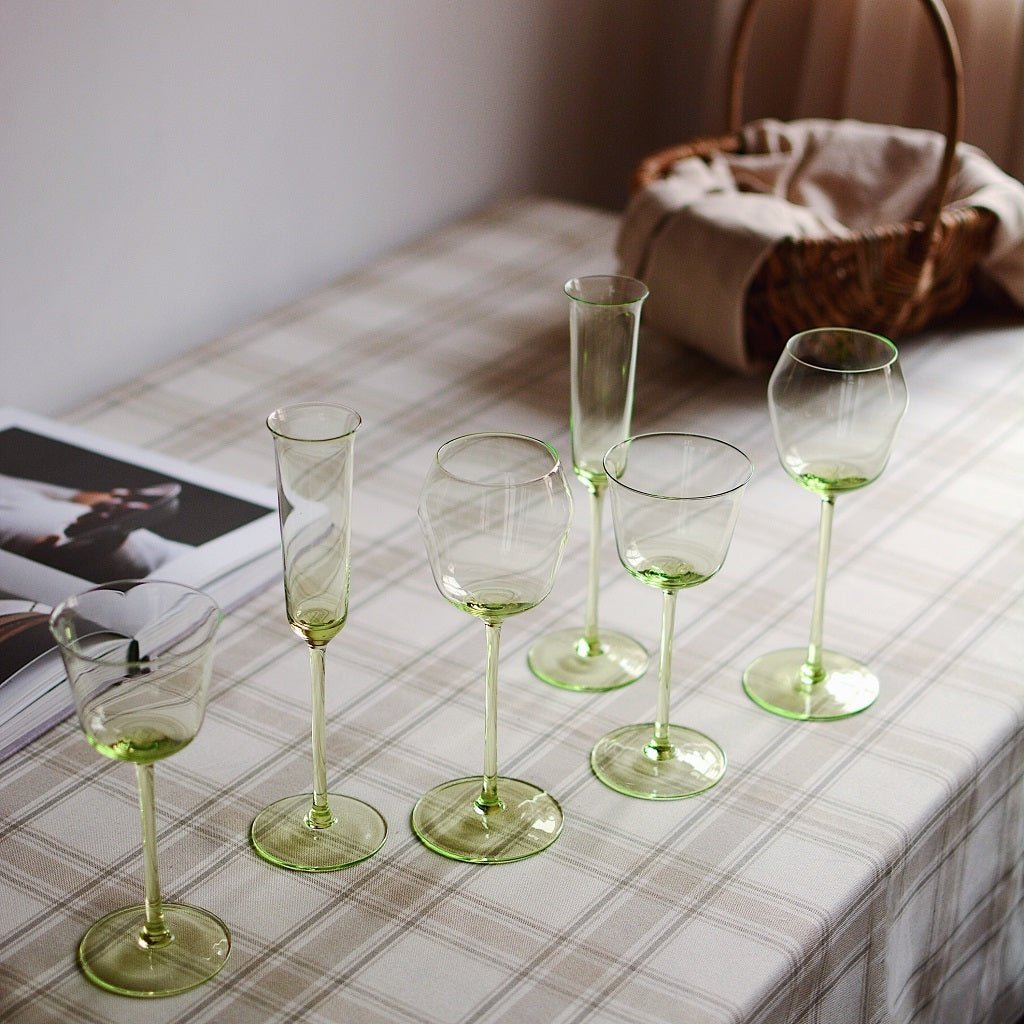 Green Glass Stemware / Champagne Glasses Drinking Glasses Champagne Glass dining beekindled