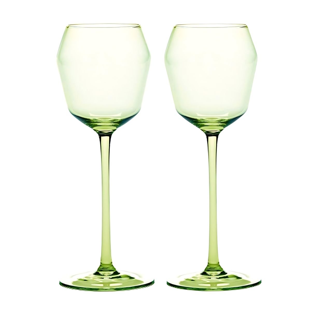 Green Glass Stemware / Champagne Glasses Drinking Glasses Diamond Stem Glass dining beekindled