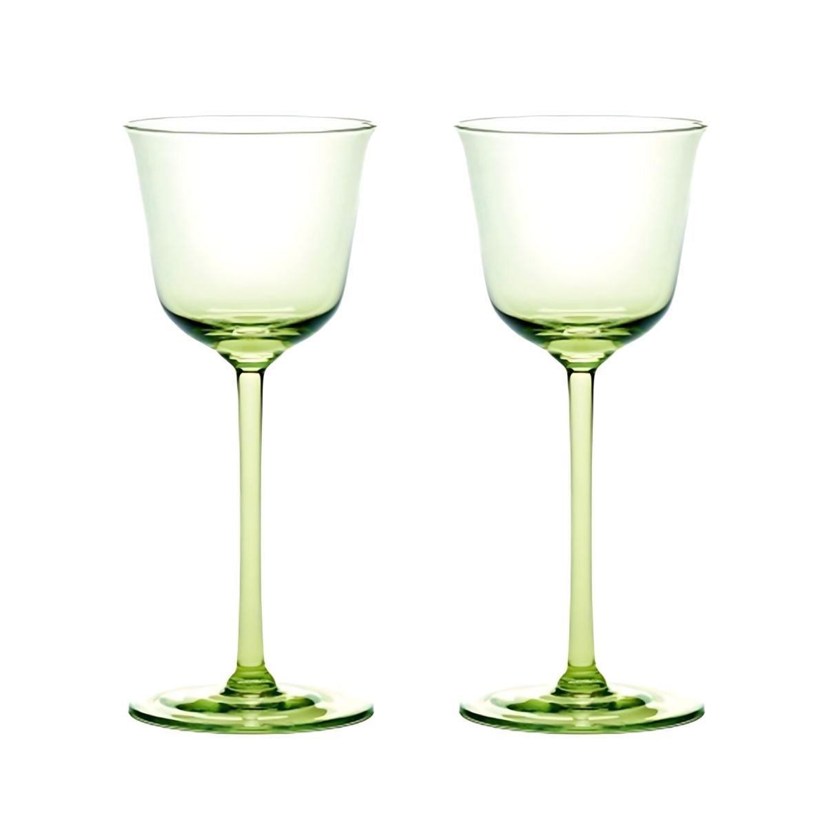 Green Glass Stemware / Champagne Glasses Drinking Glasses Wide Mouth Stem Glass dining beekindled