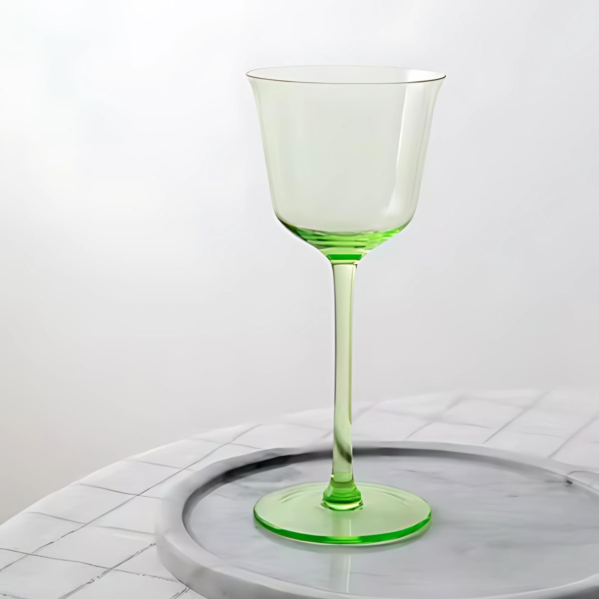 Green Glass Stemware / Champagne Glasses - Drinking Glasses - dining - drinkware - beekindled