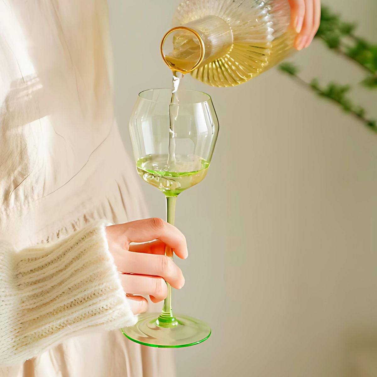 Green Glass Stemware - Drinking Glasses - dining - drinkware - beekindled