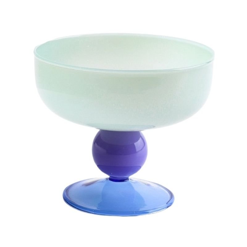 Green, purple and blue glass goblet.