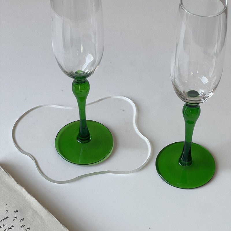 Green Stem Champagne Glassware Drinking Glasses dining beekindled