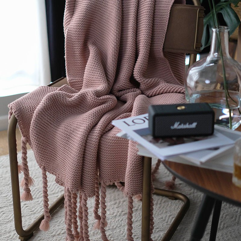 Knot Tassel Blanket Blankets Pink bedroom beekindled