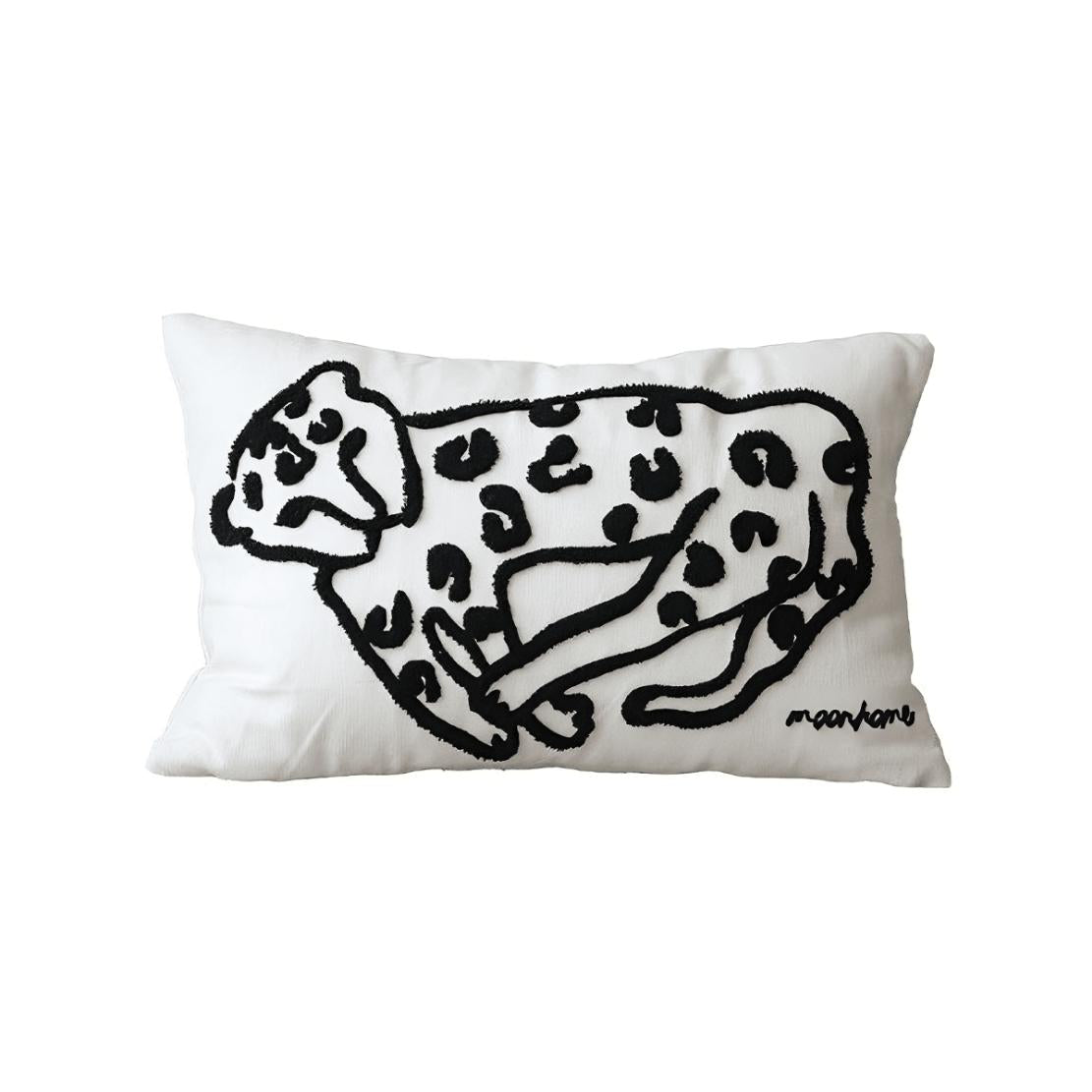Black & white leopard art throw pillow