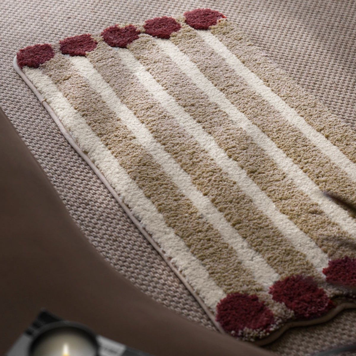 Line Dots Floor Mat Rugs Beige bathmat beekindled