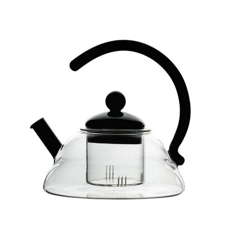 Modern black and transparent glass tea can.