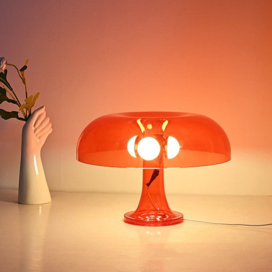 Orange retro transparent table lamp.