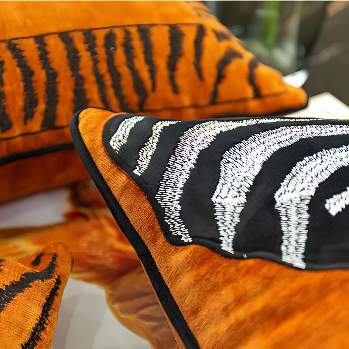 Orange Zebra Pillow - Pillow - bedroom - cushion - beekindled