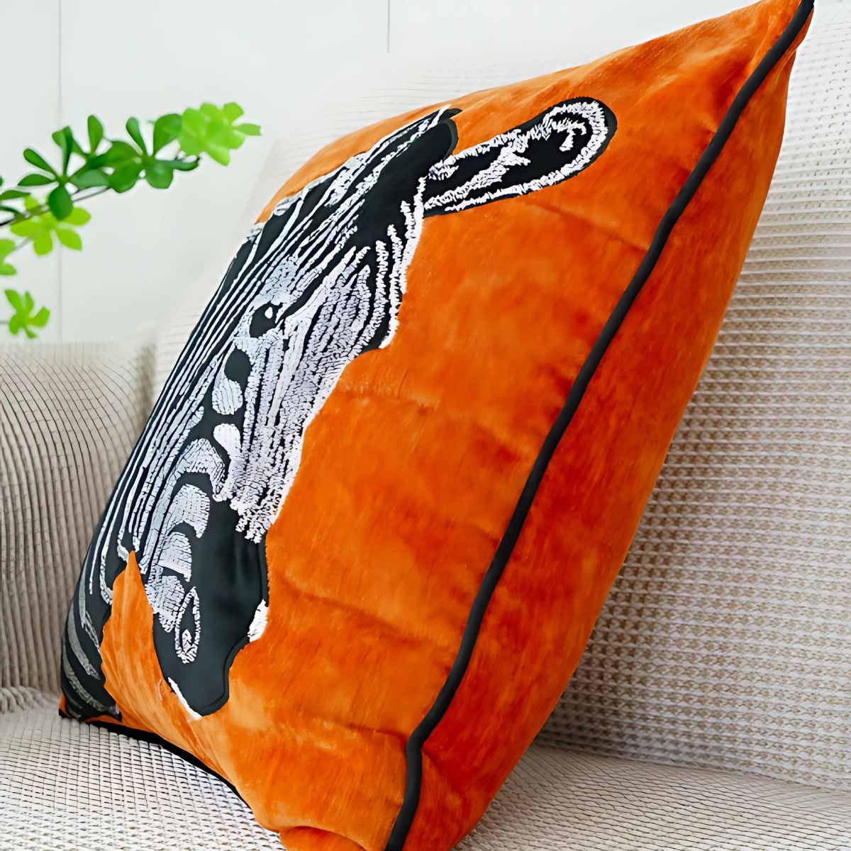 Orange Zebra Pillow - Pillow - bedroom - cushion - beekindled